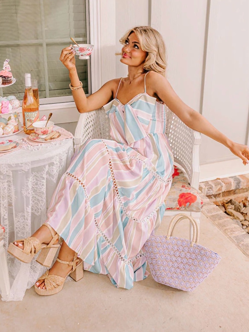 Impressions Boutique Bow & Striped Dress